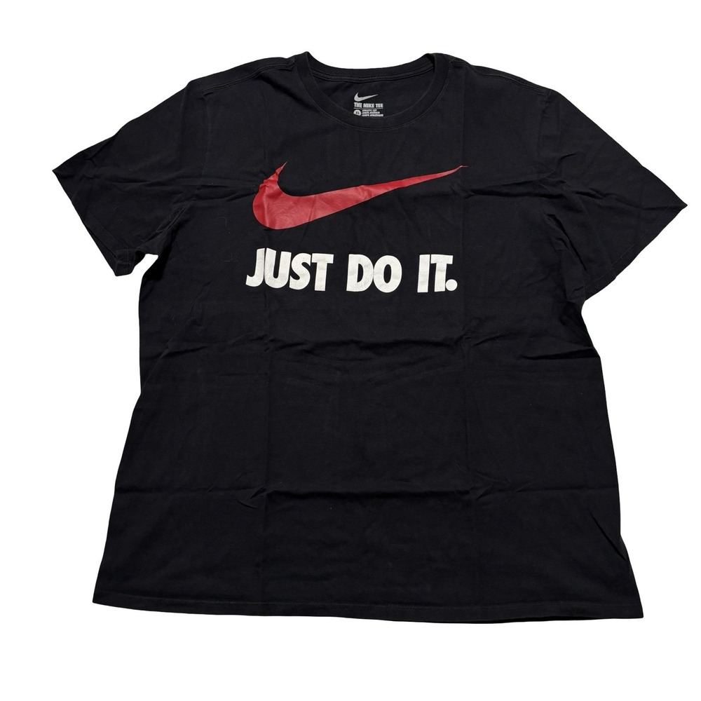 Nike Men's Just Do It Graphic Big Logo T Shirt Black Size XL 23 x 28